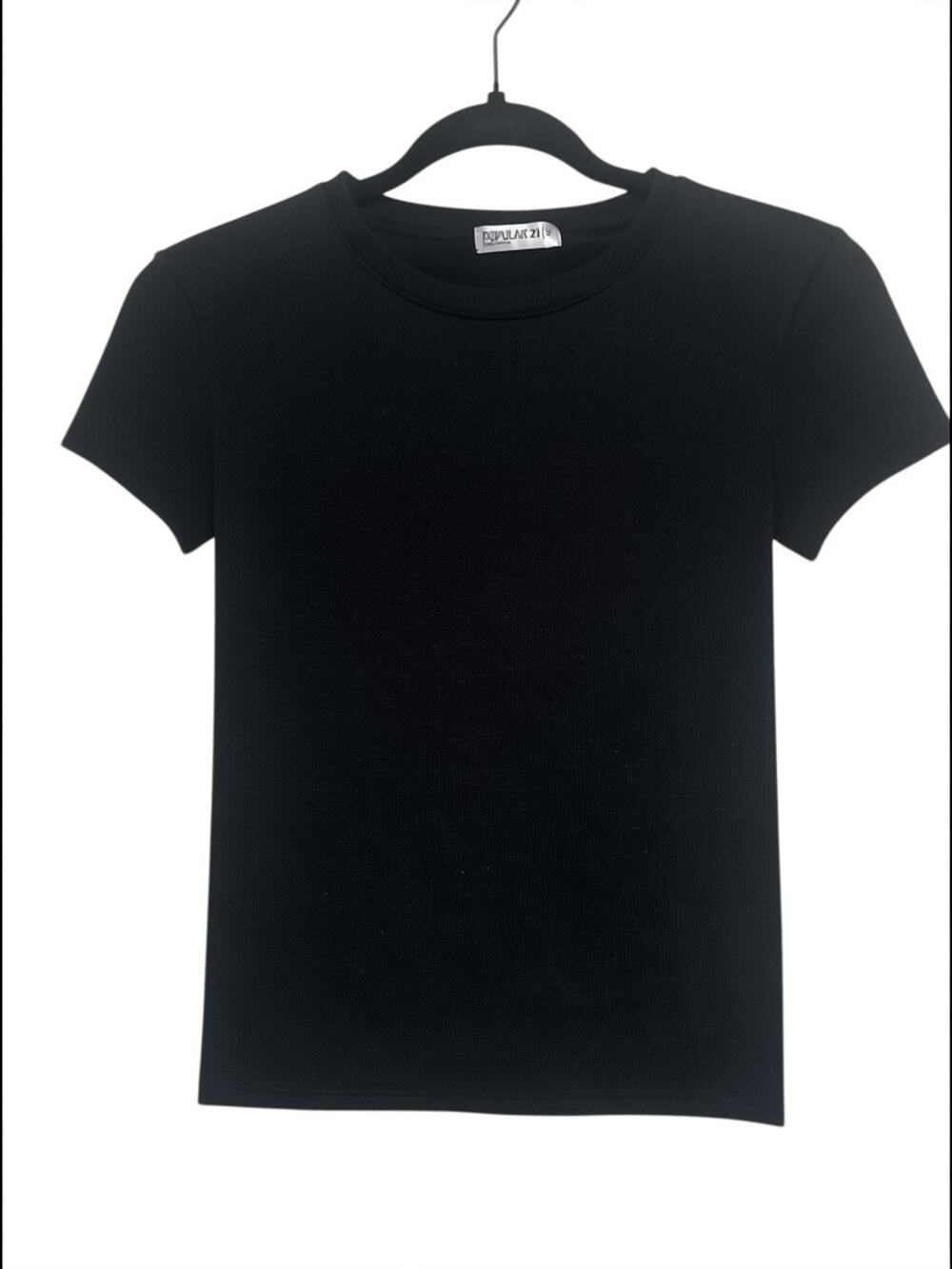 Popular 21 Black Ribbed Short Sleeve Tee Juniors Small‎ Good Condition